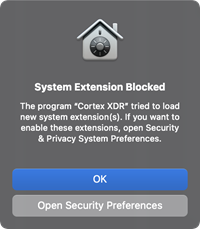 Cortex XDR System Extension Blocked