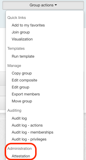 Select Attestation from Group Actions dropdown